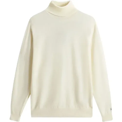 Turtlenecks, male, , Size: S Pure Wool Crewneck Sweater - Woolrich - Modalova