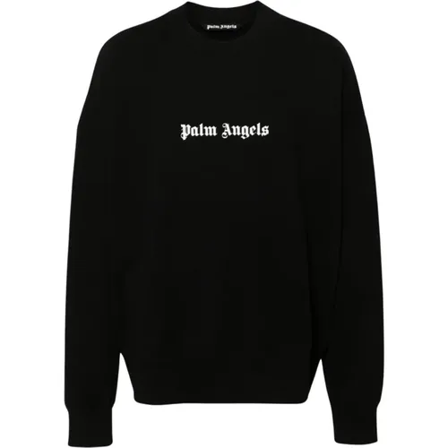 Logo Print Crew Neck Sweater , male, Sizes: L, S, M, XL - Palm Angels - Modalova