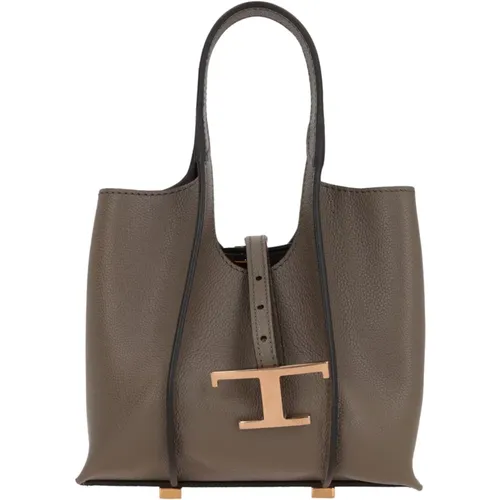 Graue Gehämmerte Leder Shopper - TOD'S - Modalova