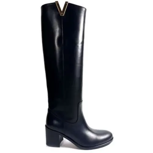 Leather Boot with Gold V Detail , male, Sizes: 5 UK, 3 UK, 4 UK, 6 UK, 7 UK - Via Roma 15 - Modalova