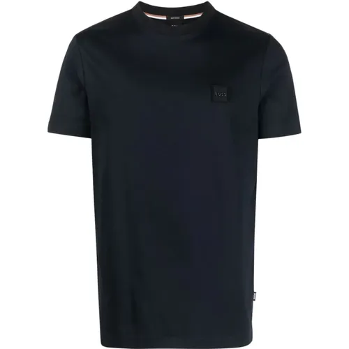 Blauer Rundhals Jersey Logo T-shirt , Herren, Größe: XL - Boss - Modalova