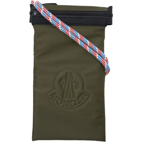 Phone Accessories, male, , Size: ONE SIZE Foldable Backpack - Khaki, Geometric Pattern - Moncler - Modalova