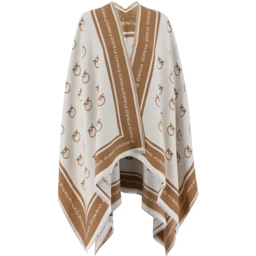 Love Birds Jacquard Cape Poncho , female, Sizes: ONE SIZE - pinko - Modalova