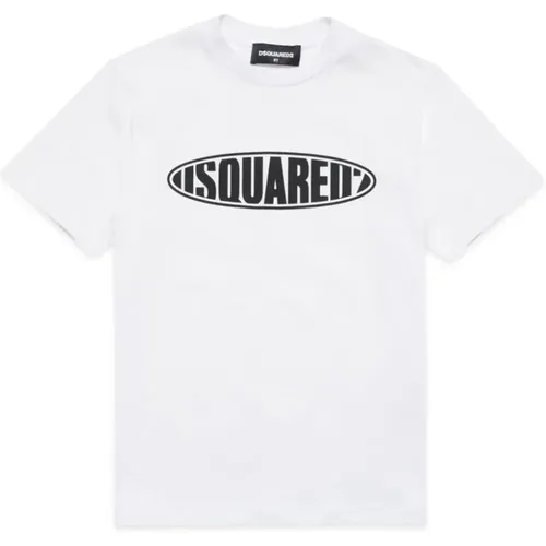 Weißes T-Shirt mit Logo-Print aus Baumwolle - Dsquared2 - Modalova