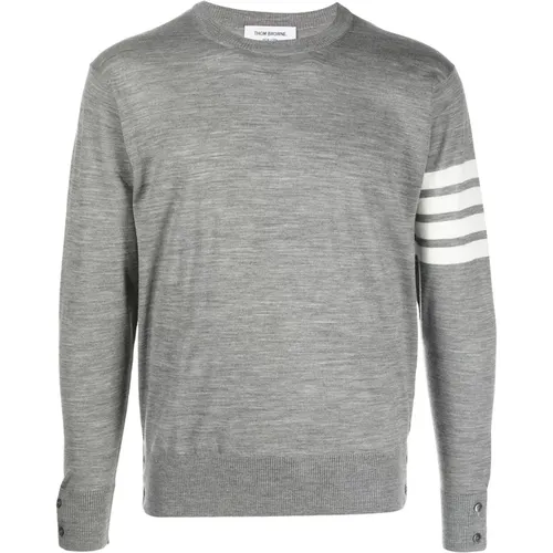 Grey 4-Bar Crew Neck Jumper , male, Sizes: L, XL - Thom Browne - Modalova