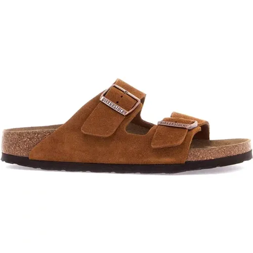 Suede Leather Double Strap Slides , male, Sizes: 7 UK, 8 UK, 10 UK, 6 UK - Birkenstock - Modalova