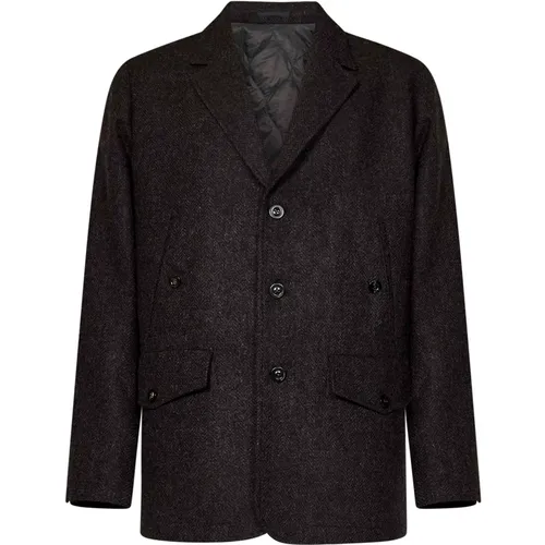 Blazers, male, , Size: L Herringbone Wool Padded Coat - Boglioli - Modalova