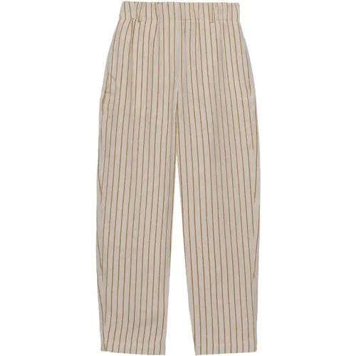 Striped Elasticated Waist Trousers Grey , female, Sizes: L - Alysi - Modalova