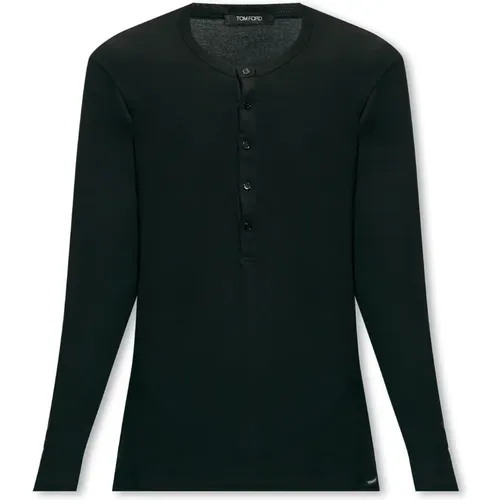 Long Sleeve Tops, male, , Size: S Henley T-Shirt - Tom Ford - Modalova