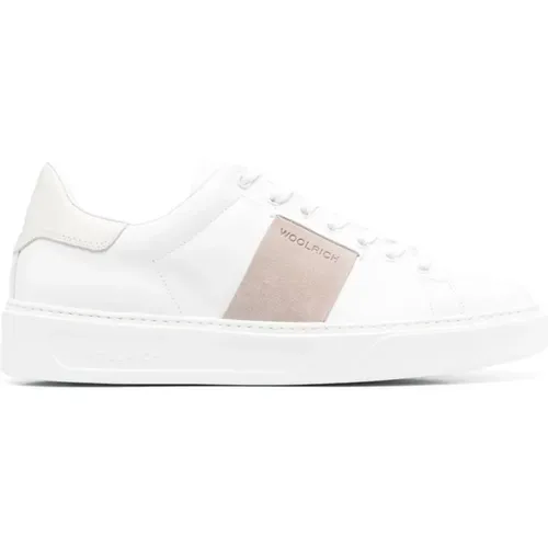 Weiße Leder Low-Top Sneakers - Woolrich - Modalova