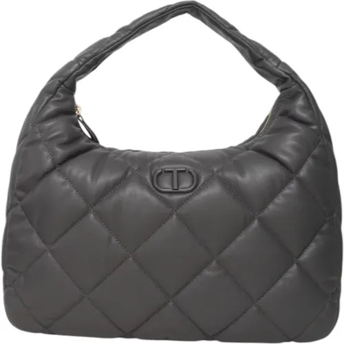 Handbags, female, , Size: ONE SIZE Eco-leather hobo bag with logo - Twinset - Modalova