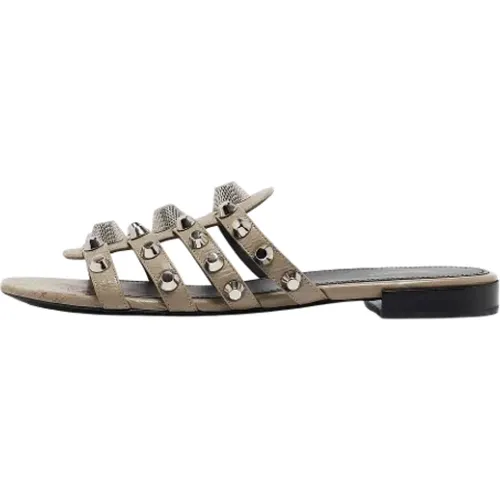 Pre-owned Flats, female, , Size: 9 1/2 US Pre-owned Leather sandals - Balenciaga Vintage - Modalova