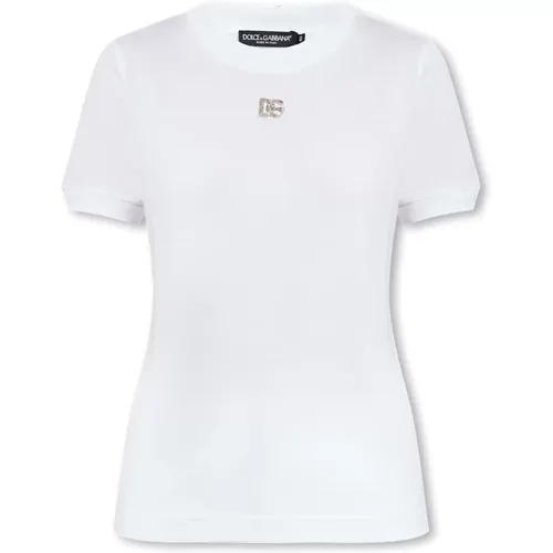 T-Shirt mit Logo , Damen, Größe: M - Dolce & Gabbana - Modalova