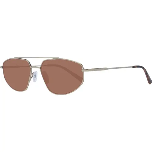 Sunglasses, male, , Size: ONE SIZE Gold Aviator Sunglasses with Orange Lenses - Serengeti - Modalova