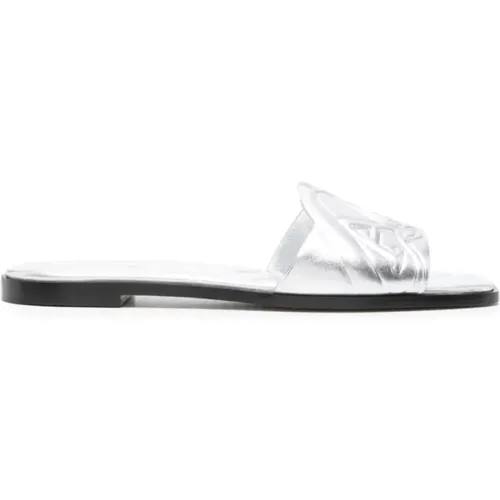 Sliders, female, , Size: 7 1/2 US Silver Sandal 8100 Stylish Model - alexander mcqueen - Modalova