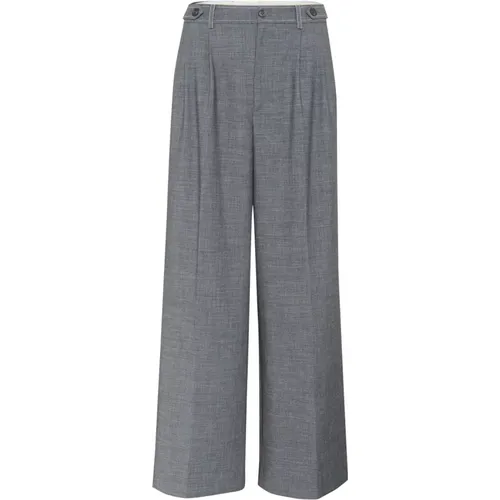 Wide Trousers, female, , Size: XL Wide Leg Pants Grey/Blue Melange - Gestuz - Modalova