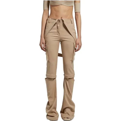 Flannel Multipocket Flare Pants , female, Sizes: XS - Andrea Adamo - Modalova