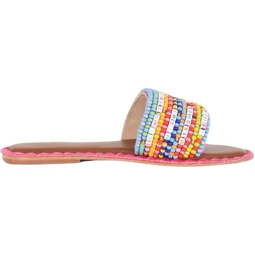 Resort style beaded flat sandals , female, Sizes: 5 UK, 4 UK, 3 UK - De Siena - Modalova