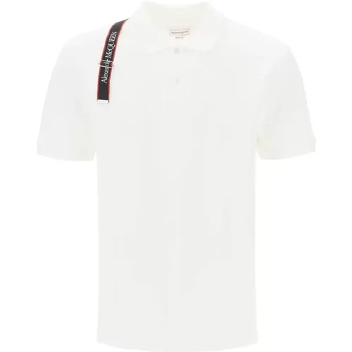Polo-Shirt mit Selvedge-Logo und Harness-Detail , Herren, Größe: XL - alexander mcqueen - Modalova
