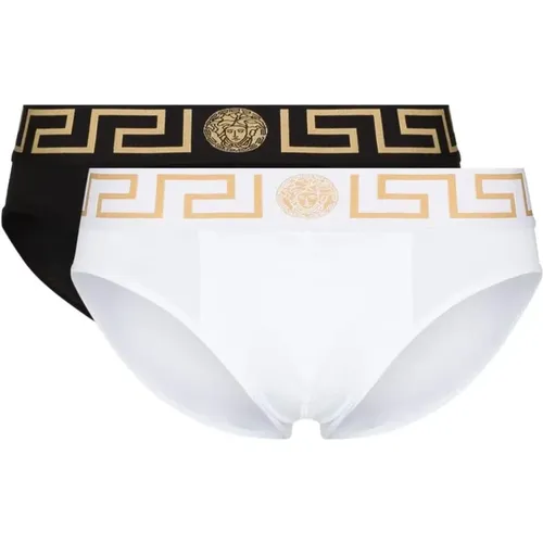 Bottoms, male, , Size: XL Black and White Underwear - Versace - Modalova