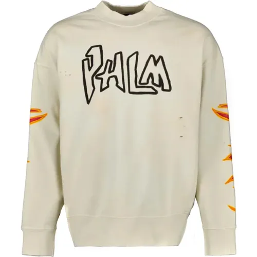 Mens Clothing Sweatshirts Cream Aw22 , male, Sizes: L, M - Palm Angels - Modalova