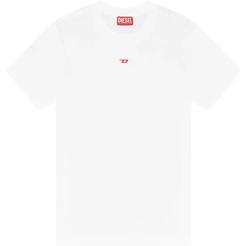 Damen T-Shirt mit rotem Mini D Patch , Damen, Größe: M - Diesel - Modalova