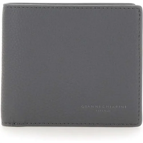 Wallets & Cardholders, male, , Size: ONE SIZE Grained Leather Wallet in Grey - Gianni Chiarini - Modalova