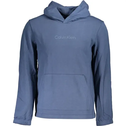 Blauer Langarm-Sweatshirt mit Besticktem Logo , Herren, Größe: S - Calvin Klein - Modalova