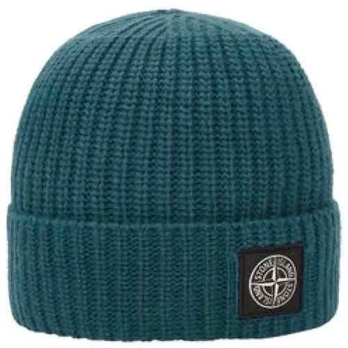 Ribbed Wool Beanie with Compass Logo , unisex, Sizes: ONE SIZE - Stone Island - Modalova