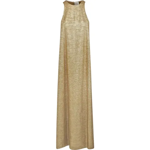 Gold Lurex Maxi Dress , female, Sizes: S - Alysi - Modalova