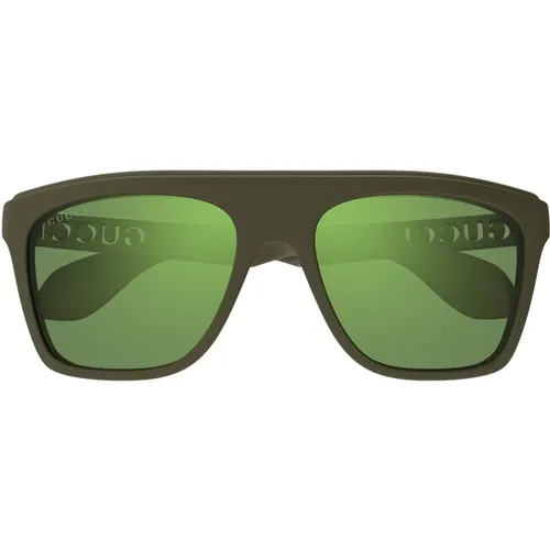 Quadratische Sonnenbrille grüne Blitzgläser - Gucci - Modalova