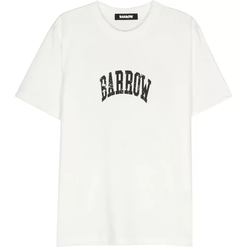 Logo Print Crew Neck Cotton T-shirt , Herren, Größe: L - BARROW - Modalova