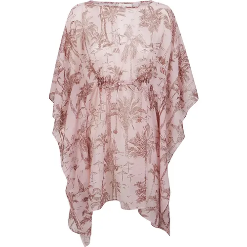 Pink Cotton Silk Caftan Dress , female, Sizes: ONE SIZE - MC2 Saint Barth - Modalova