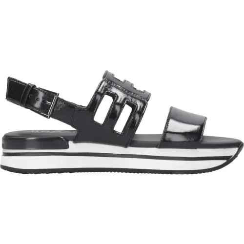 Schwarze Sommersandalen mit H222-Sohle , Damen, Größe: 35 EU - Hogan - Modalova