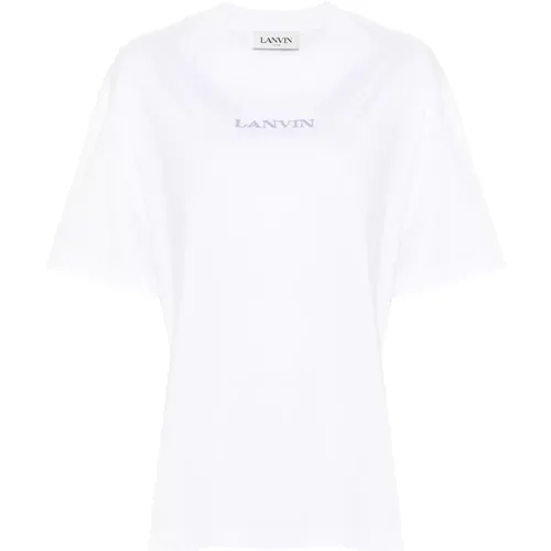 Besticktes Weißes T-Shirt , Damen, Größe: S - Lanvin - Modalova