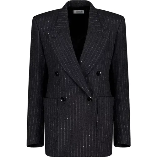 Double Breasted Pinstripe Flannel Jacket , female, Sizes: XS - Laneus - Modalova