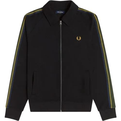 Zip-throughs, male, , Size: XL Striped Tricot Sweatshirt - Fred Perry - Modalova