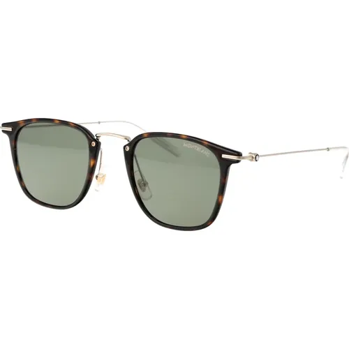 Stylische Sonnenbrille MB0295S,Herren Sonnenbrille mit quadratischem Acetatrahmen in dunkelbrauner Schildpatt-Optik - Montblanc - Modalova