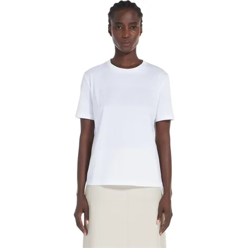 Kurzarm-T-Shirt aus Baumwolljersey mit geprägtem Logo , Damen, Größe: XS - Max Mara - Modalova