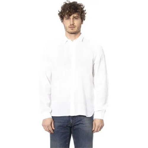 Weißes Leinenhemd Regular Fit Italienischer Kragen , Herren, Größe: M - Distretto12 - Modalova