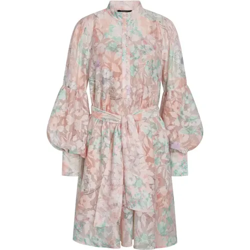Elegant Peach Flower Print Dress , female, Sizes: L - Bruuns Bazaar - Modalova