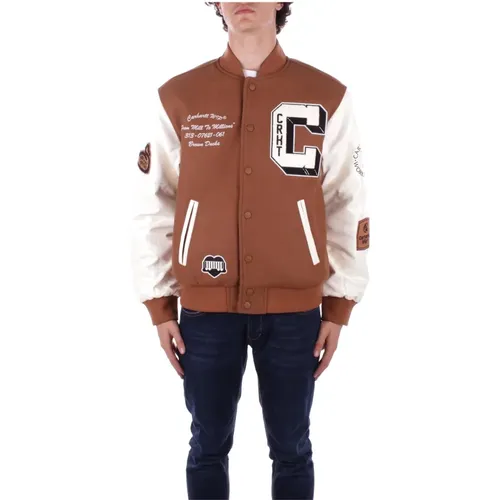 Bomber Jackets, male, , Size: M Logo Front Button Coat with Pockets - Carhartt WIP - Modalova