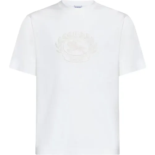 T-Shirts, male, , Size: L Logo Embroidered Crewneck T-Shirt - Burberry - Modalova