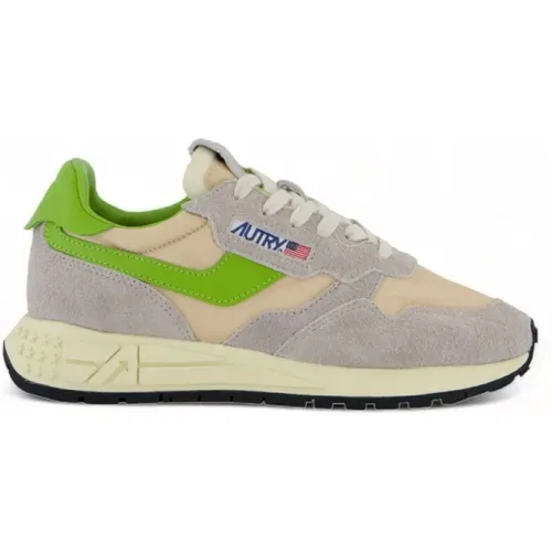 Innovative Running Sneakers - Grey/Beige/Fluo Green , female, Sizes: 4 UK, 8 UK, 5 UK, 2 UK, 6 UK, 7 UK - Autry - Modalova