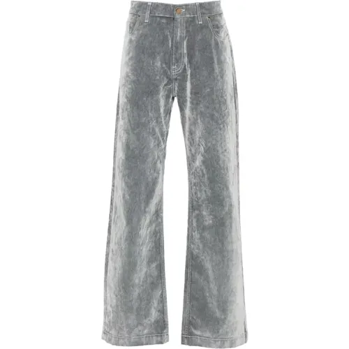 Wide Trousers, male, , Size: W28 Velvet Effect Jeans Grey Aw24 - Casablanca - Modalova