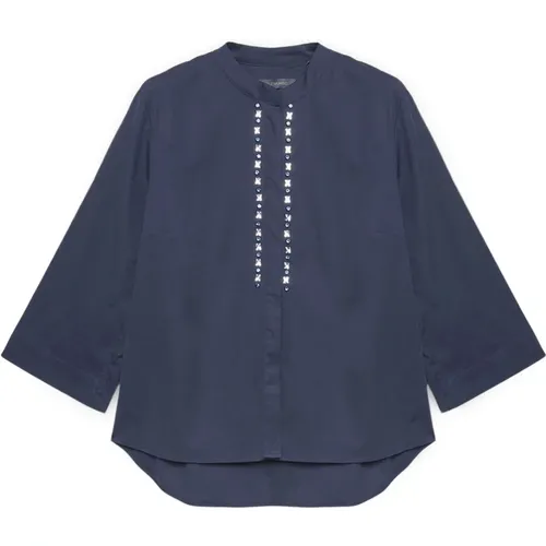 Embroidered Cotton Shirt , female, Sizes: L, 2XL, 3XL - Elena Mirò - Modalova