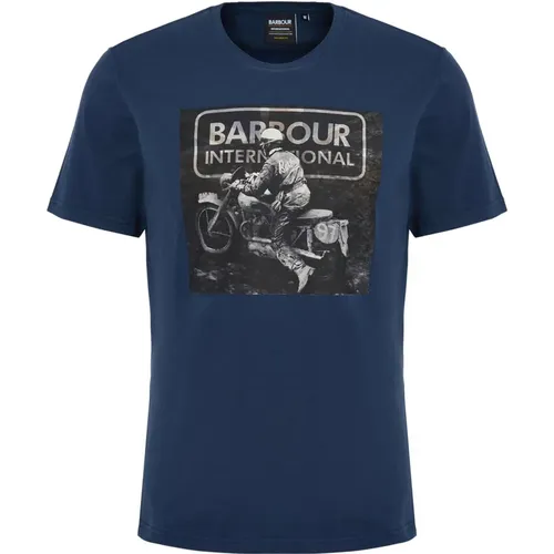 T-Shirts, male, , Size: M Vintage Print Race Tee - Barbour - Modalova