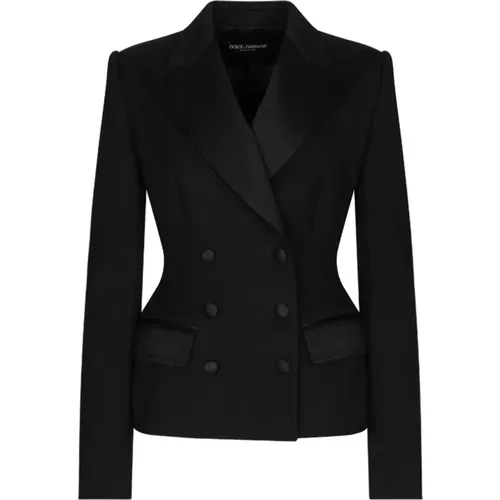 Blazers, female, , Size: L Double-breasted Blazer Peak Lapel - Dolce & Gabbana - Modalova