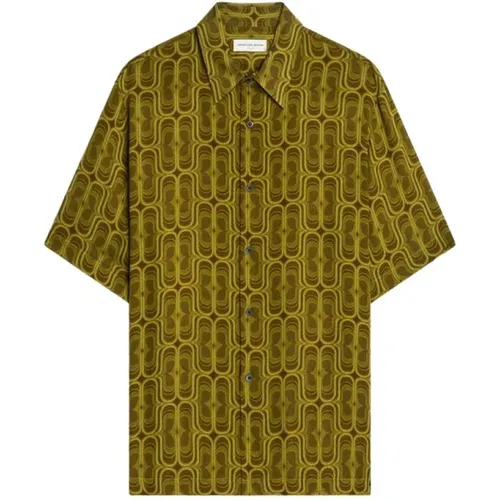 Khaki All-Over Print Shirt , male, Sizes: S - Dries Van Noten - Modalova