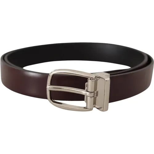 Belts, male, , Size: 90 CM Stylish Leather Belt with Silver Detail - Dolce & Gabbana - Modalova